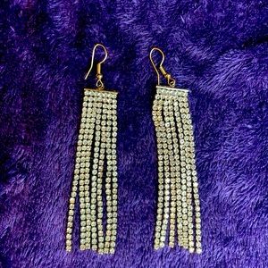 Costume Jewelry, pair of Cubic zirconia, Gold-plated Earrings